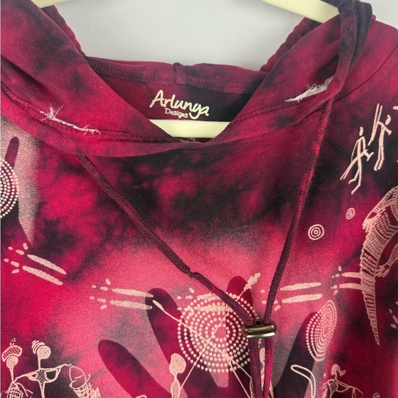 Arlunga Design Artistic Dye Red & Purple Long Sleeve Hoodie Size XL - Picture 6 of 12